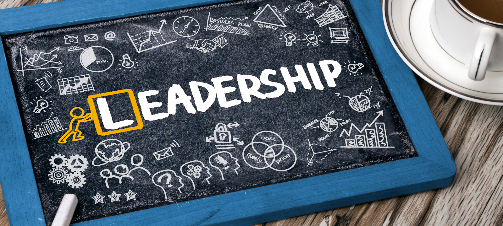 chalkboard with word "leadership"